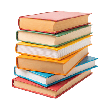 A stack of books on transparent background png