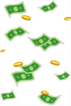 Flying money, banknotes in the air isolated on transparent background png