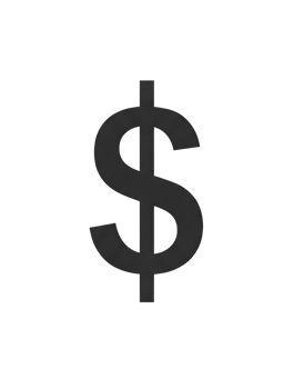Black dollar sign icon on transparent png