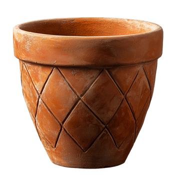 Rustic Terracotta Pot Diamond Pattern on transparent background png
