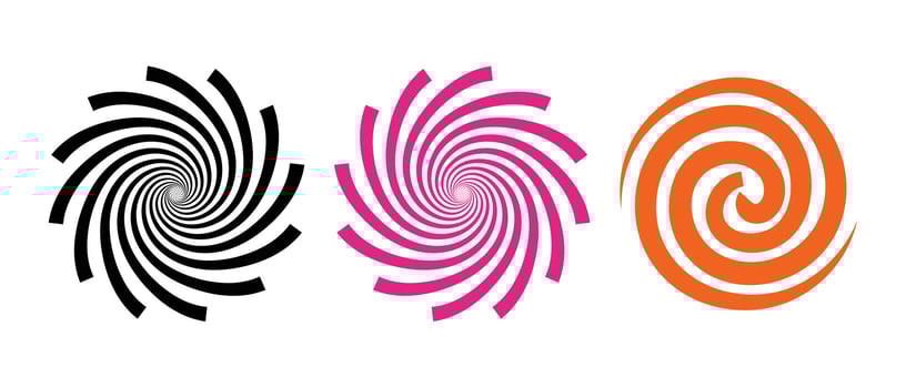 Flat spiral circle design on isolated white background. vector