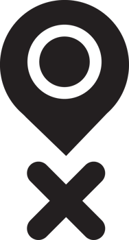 x icon on location map pin icon png