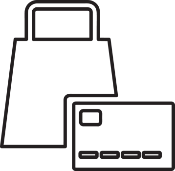 outline shopping bag with card icon png