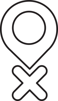 outline x icon on location pin icon png