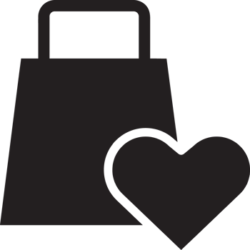 black simple shopping bag with love icon png