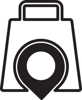 shopping with map pin icon png