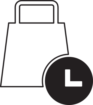shopping bag with time clock icon png
