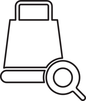 outline shopping bag with search icon png