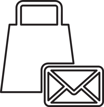 outline shopping bag with mail icon png