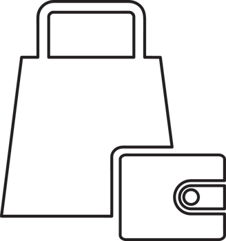 outline shopping bag with wallet icon png