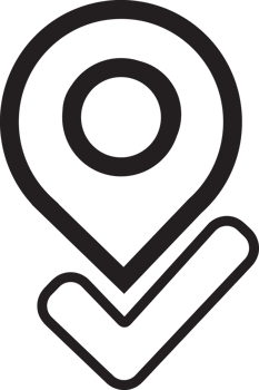 outline location pin with checkmark icon png