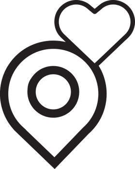 outline location pin with heart love icon png