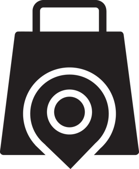 black shopping bag with map location icon png