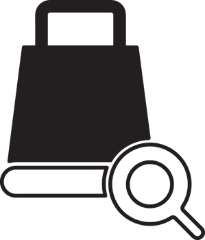shopping bag with search icon png