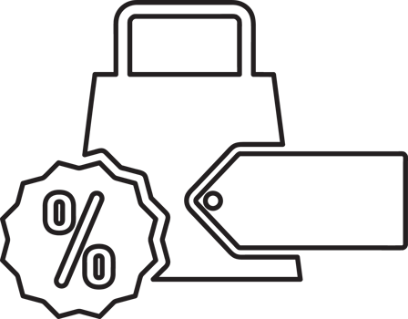 outline shopping bag with sale tag icon png