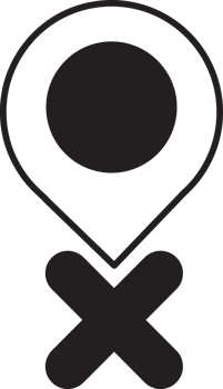 x icon on location pin icon png