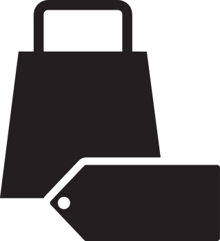 black shopping bag with price tag icon png