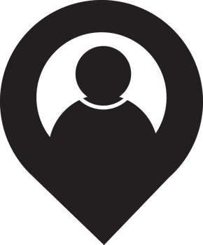 black location pin with user icon png