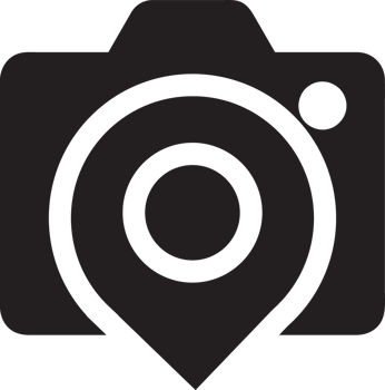 black location pin with camera icon png