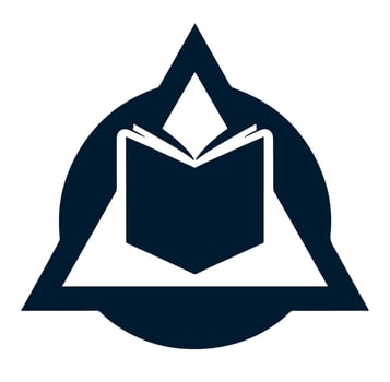 A book is shown in a triangle with a black outline vector
