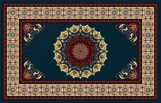 Luxury Ethnic Tapestry with Floral Mandala Center vector