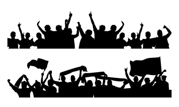 Silhouette of a football supporter. A crowd of people silhouette illus vector