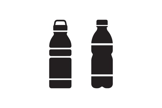 Two black and white bottles of water on a white background vector