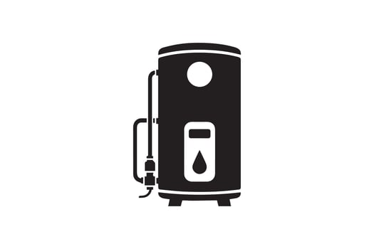 A black and white illustration of a water heater vector
