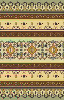 Classic Oriental Border Pattern with Floral and Geometric Motifs vector