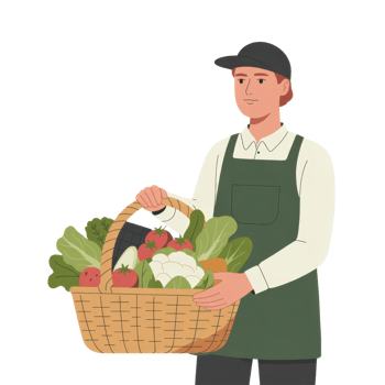Young Person Holding Basket Full Of Fresh Vegetables And Fruits on a transparent background png