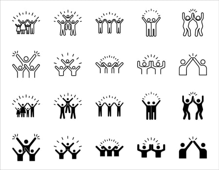 Collection of happy people icons set, friends party, happy feelings. For your website, logo, app, UI design. illustration, isolated on white background. vector