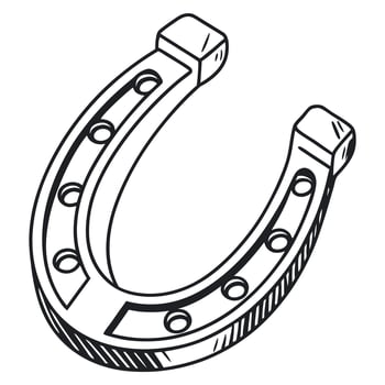 Hand Drawn Horseshoe Illustration Black and White vector