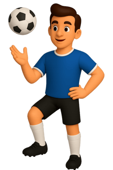 3D Illustration of Man Playing Football with Soccer Ball png