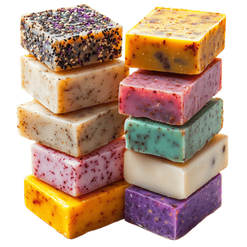 Handmade Soap Stack Colorful Natural on transparent background png