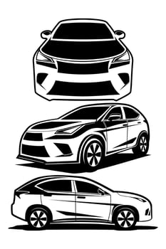 suv car black and white illustration design art vector