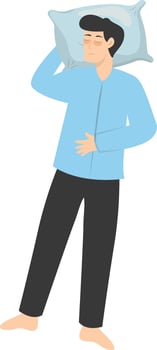 Illustration of Boy Sleeping Pose on Pillow Top. in Flat Design. vector
