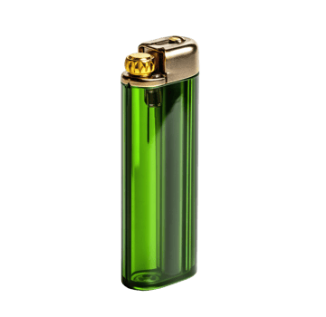 Bright green lighter with metallic top for smoking needs png