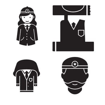 Boys girls uniform flat icon set for academic wear and dress templates vector