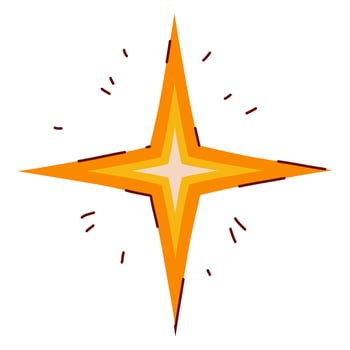 Yellow Star Symbol in Hand Drawn Style with Subtle Line Decorations. Golden Christmas star shape isolated on white background. Cute doodle icon perfect for cards, banners, Holiday events, posters, web vector