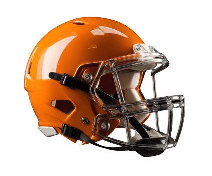 Bright orange football helmet for sports safety and protection png