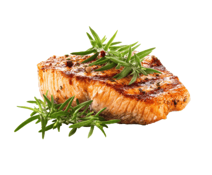 Grilled salmon fillet with fresh herbs for healthy eating png