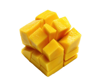 Fresh mango cubes prepared for healthy snacking or cooking png