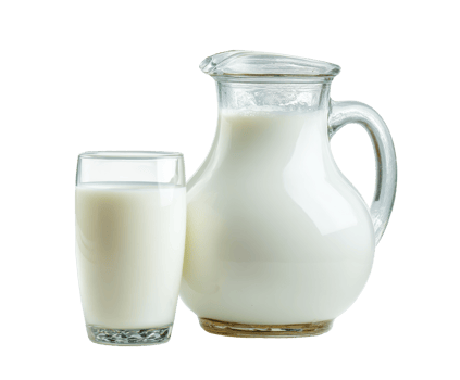 Creamy milk in a glass and a pitcher for healthy living png