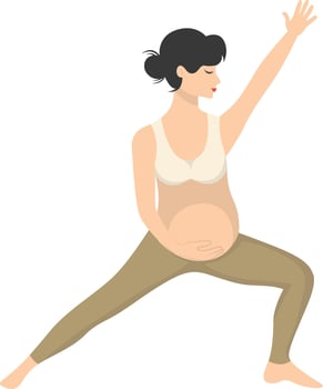 Pregnant Woman Doing Yoga Illustration on White Background. vector