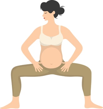 Pregnant Woman Doing Yoga Illustration with Flat Design, vector