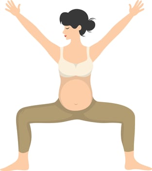 Pregnant Woman Doing Yoga Illustration with Cartoon Shape vector