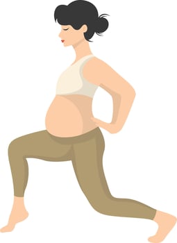 Pregnant Woman Doing Yoga Illustration with Cartoon Shape. vector
