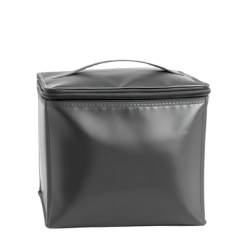 Black insulated cooler bag with handle and zipper closure png