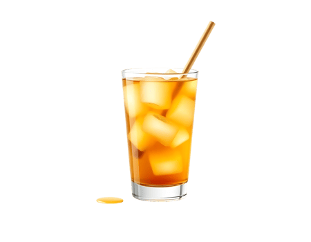 Refreshing Iced Tea in a Tall Glass with Ice Cubes png