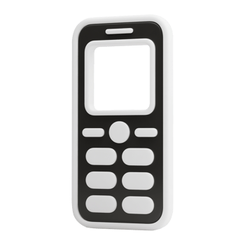 3D rendering of a retro mobile phone in black and white isolated on a transparent background png